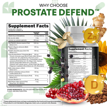 Clean Nutra Prostate Defend - Saw Palmetto, Lecithin & Pumpkin Seed Oil - 90 Caps