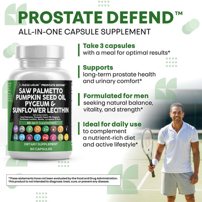 Clean Nutra Prostate Defend - Saw Palmetto, Lecithin & Pumpkin Seed Oil - 90 Caps