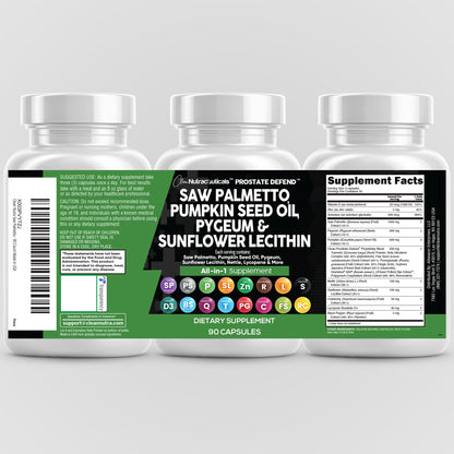 Clean Nutra Prostate Defend - Saw Palmetto, Lecithin & Pumpkin Seed Oil - 90 Caps