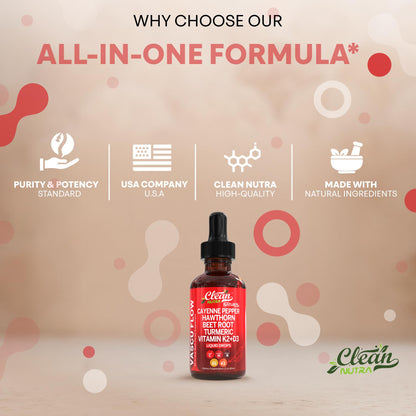Clean Nutra Cayenne Pepper Drops Supplement Liquid + Hawthorn Berry, Vitamin D3 K2 Beet Root Powder, Ceylon Cinnamon, Turmeric Curcumin, Organic Panax Ginseng, Berberine Extract Organic (2)