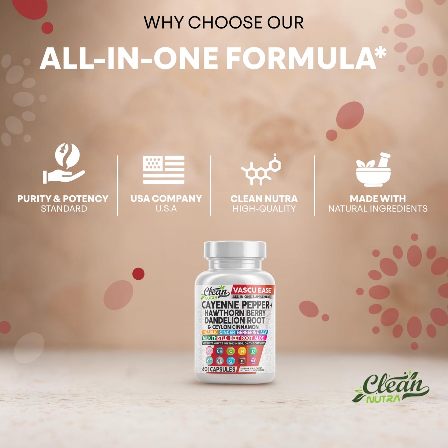 Clean Nutra Vascu Ease Cayenne Pepper Capsules – Digestive & Immune Support
