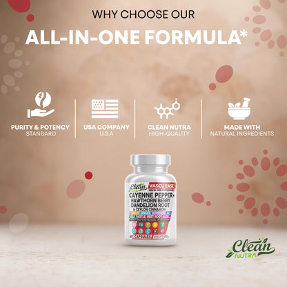 Clean Nutra Vascu Ease Cayenne Pepper Capsules – Digestive & Immune Support
