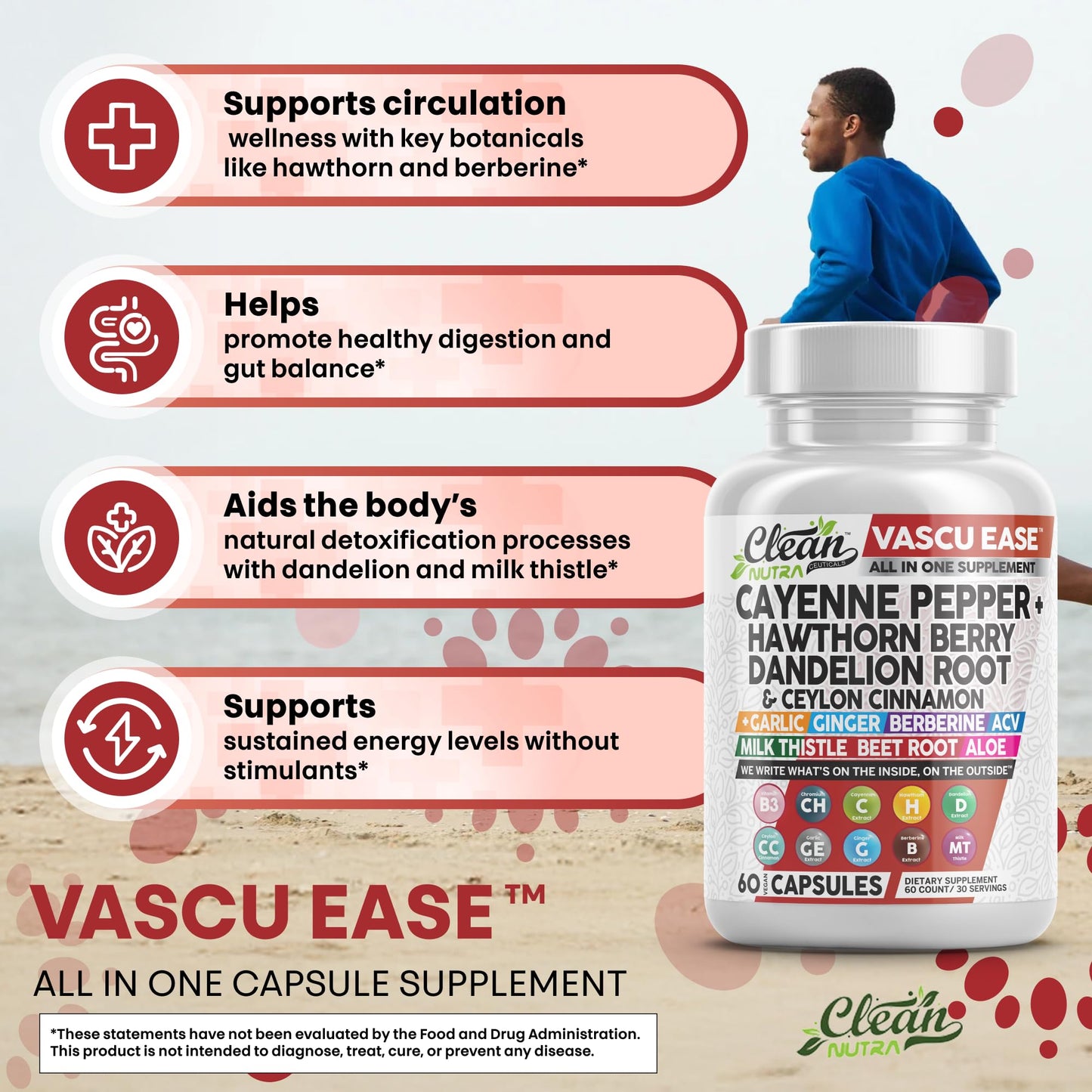 Clean Nutra Vascu Ease Cayenne Pepper Capsules – Digestive & Immune Support