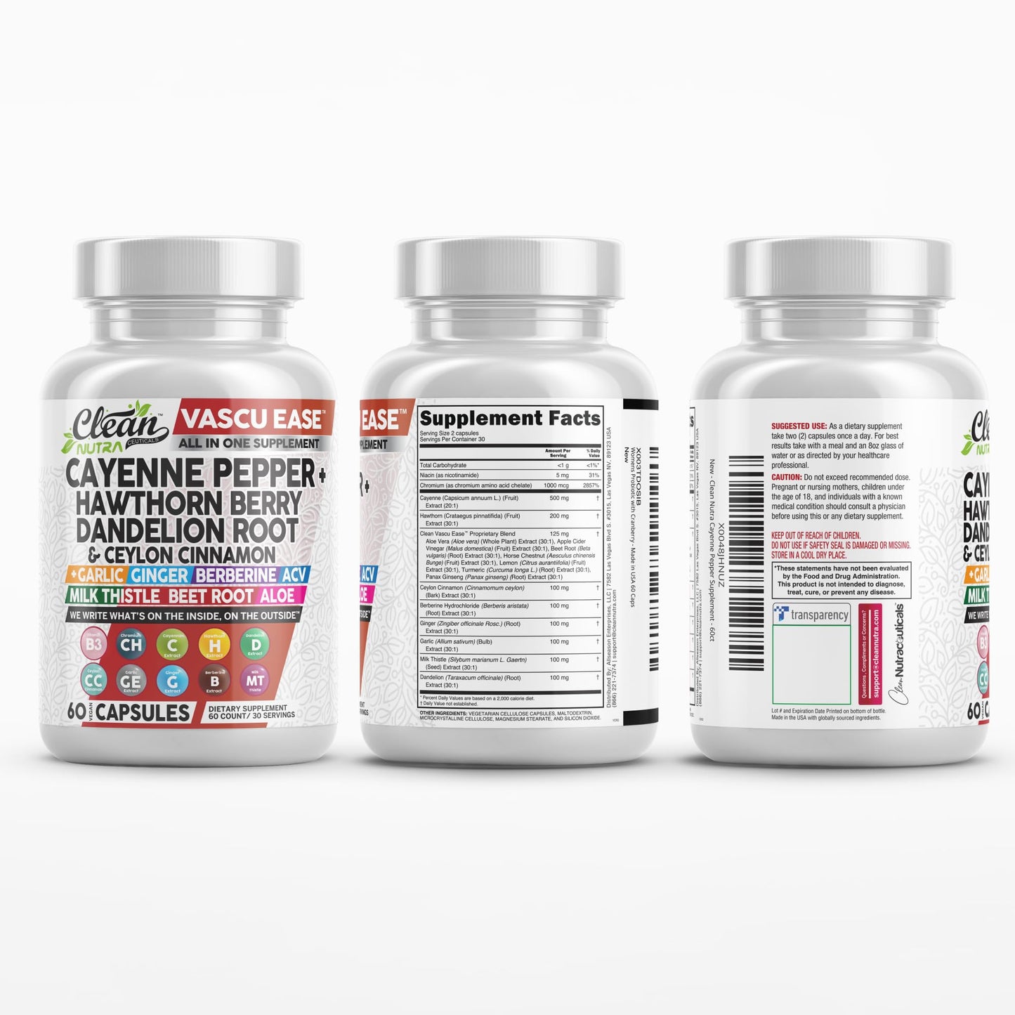 Clean Nutra Vascu Ease Cayenne Pepper Capsules – Digestive & Immune Support
