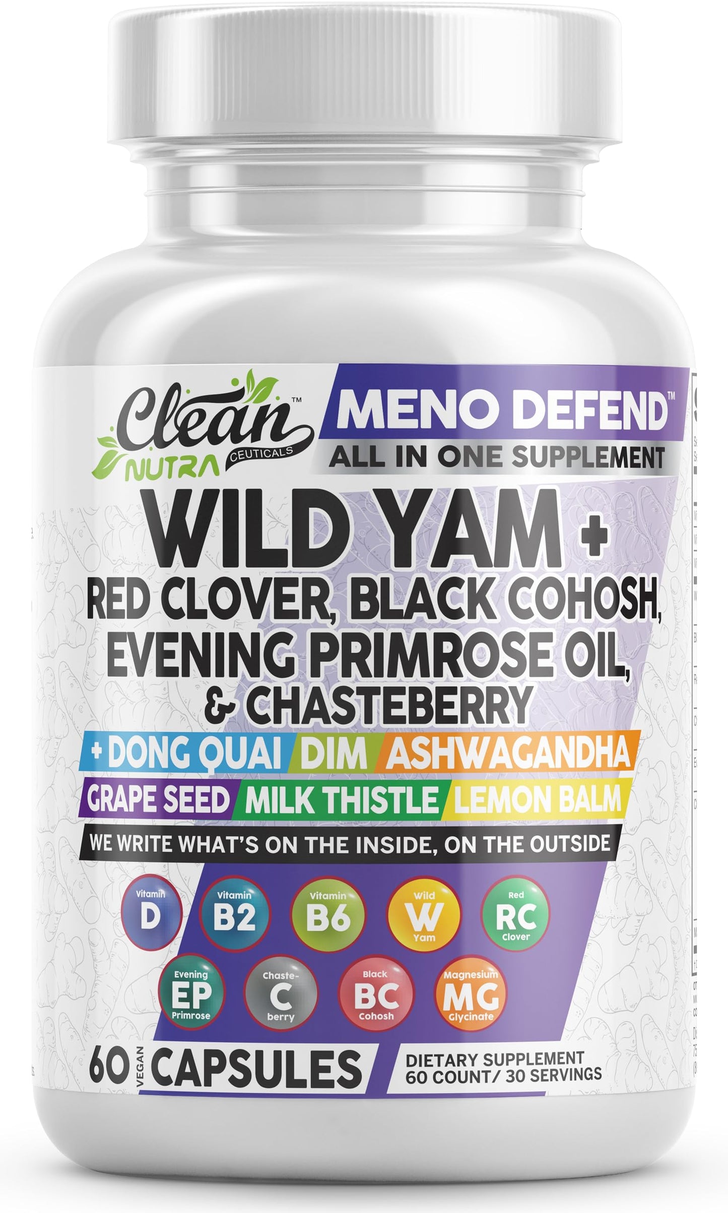 Clean Nutra Wild Yam Root Capsules for Women's Hormone Balance - Pre and Post Menopause Support