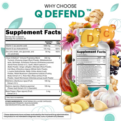 Clean Nutraceuticals Quercetin Zinc Vitamin C Vitamin D Bromelain Elderberry – Lung Immune Support for Adults