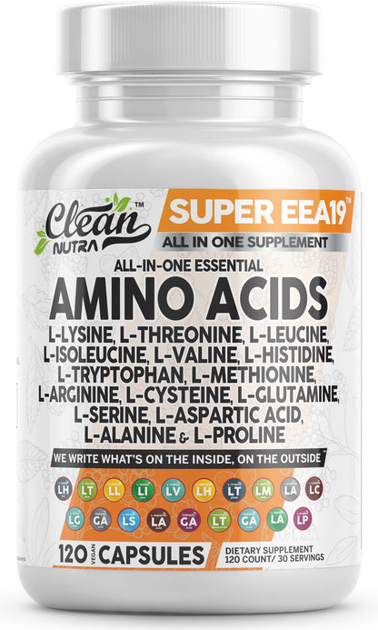 Clean Nutraceuticals Amino Acids Supplement – L-Lysine, L-Leucine & More
