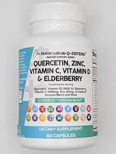 Clean Nutraceuticals Quercetin, Zinc, Vitamin C & D, Bromelain, Elderberry – Lung Immune Support (60 Count x 2)