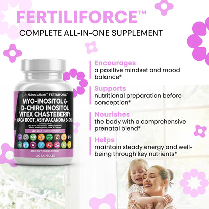 Clean Nutraceuticals Myo-Inositol & D-Chiro Inositol 2050mg Fertility Supplement 40:1 Ratio - Prenatal Vitamins