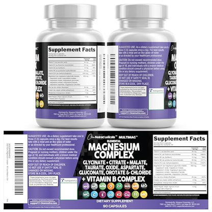 Clean Nutraceuticals MultiMag Magnesium Complex (9 Forms) with Zinc, Copper, Manganese & B Vitamins – 1 Pack