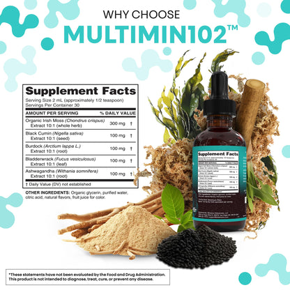 Clean Nutraceuticals Sea Moss Drops – Organic Multimineral Sea Moss Liquid with Ashwagandha & Black Seed Oil