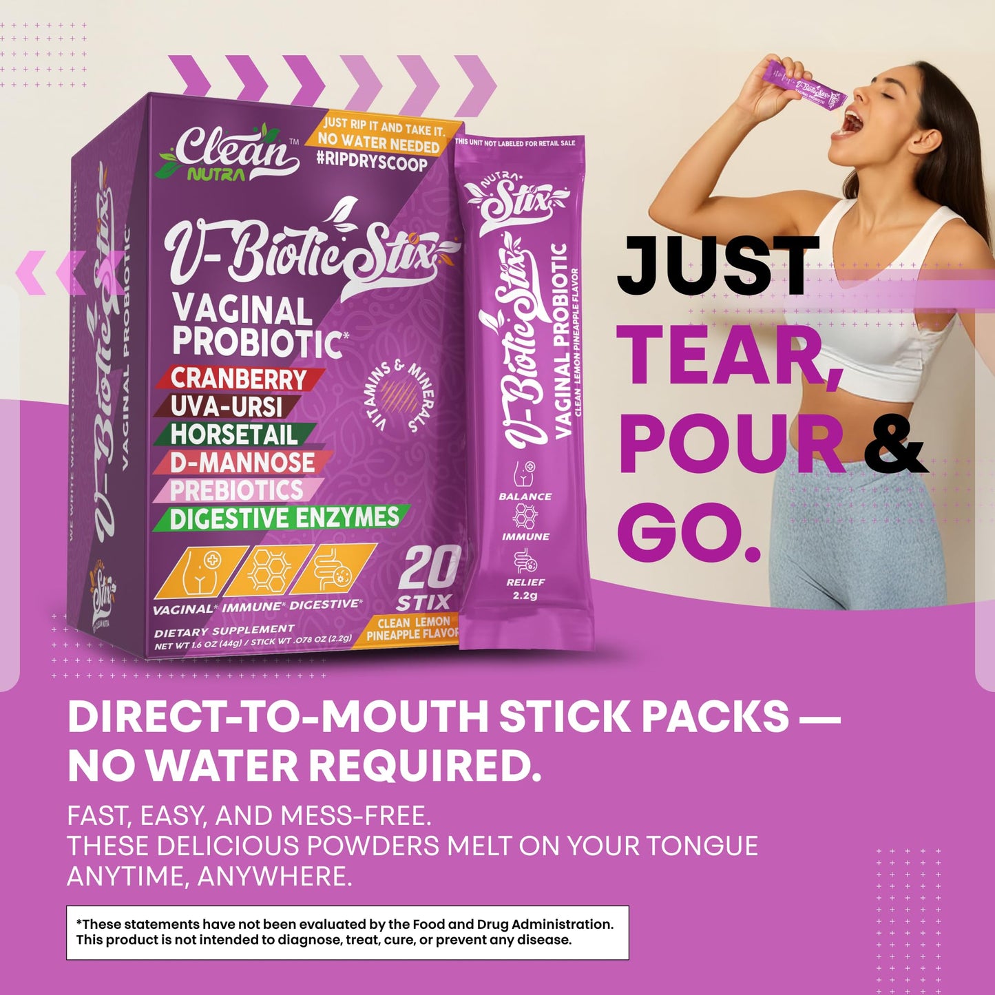 Vaginal Probiotics Stix with Cranberry & D-Mannose – Clean Nutraceuticals