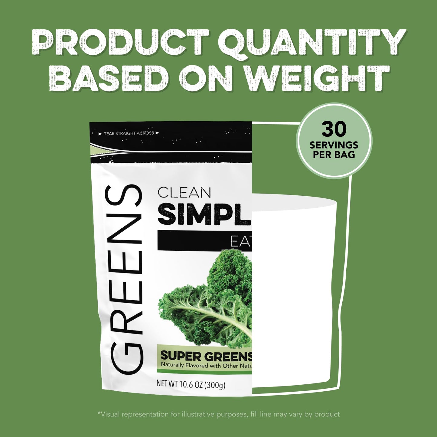 Clean Simple Eats Super Greens Powder – Gluten Free, Naturally Flavored, 30 Servings
