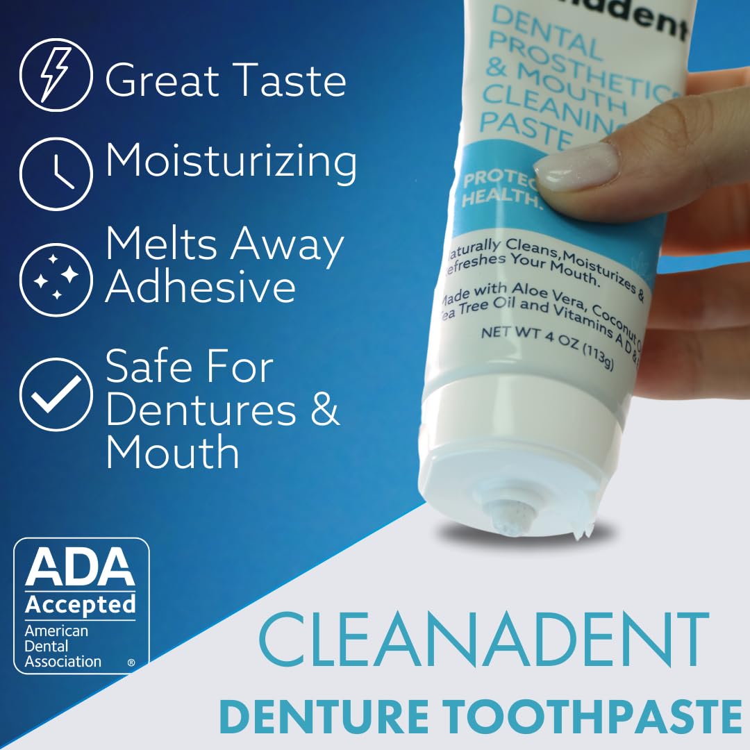 Dr. B Dental Solutions Cleanadent Denture Toothpaste – ADA Accepted, All-Natural, 4 oz