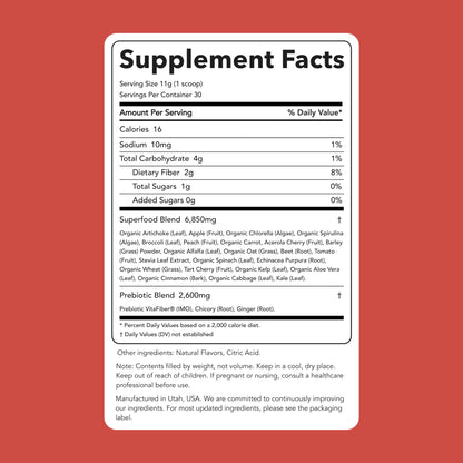 Clean Simple Eats Super Greens Powder | Peachy Greens Flavor, 30 Servings, Gluten Free