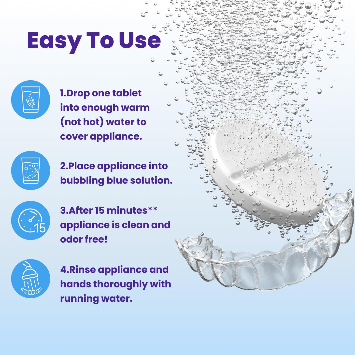 Retainer Brite Cleaner Tablets – 120 ct, Invisalign & Mouth Guard Cleaner | Made in USA