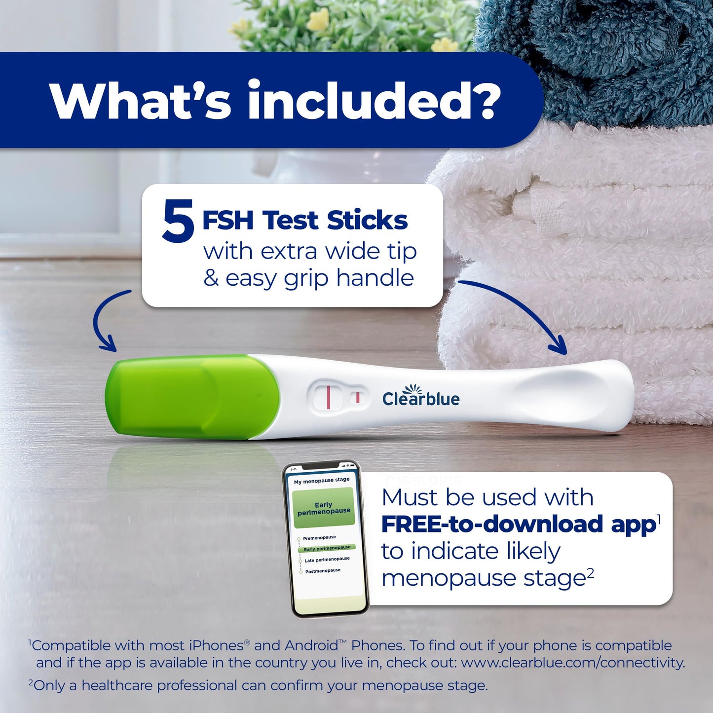 Clearblue Menopause Stage Indicator, 5 ct – FSH Test Kit & App