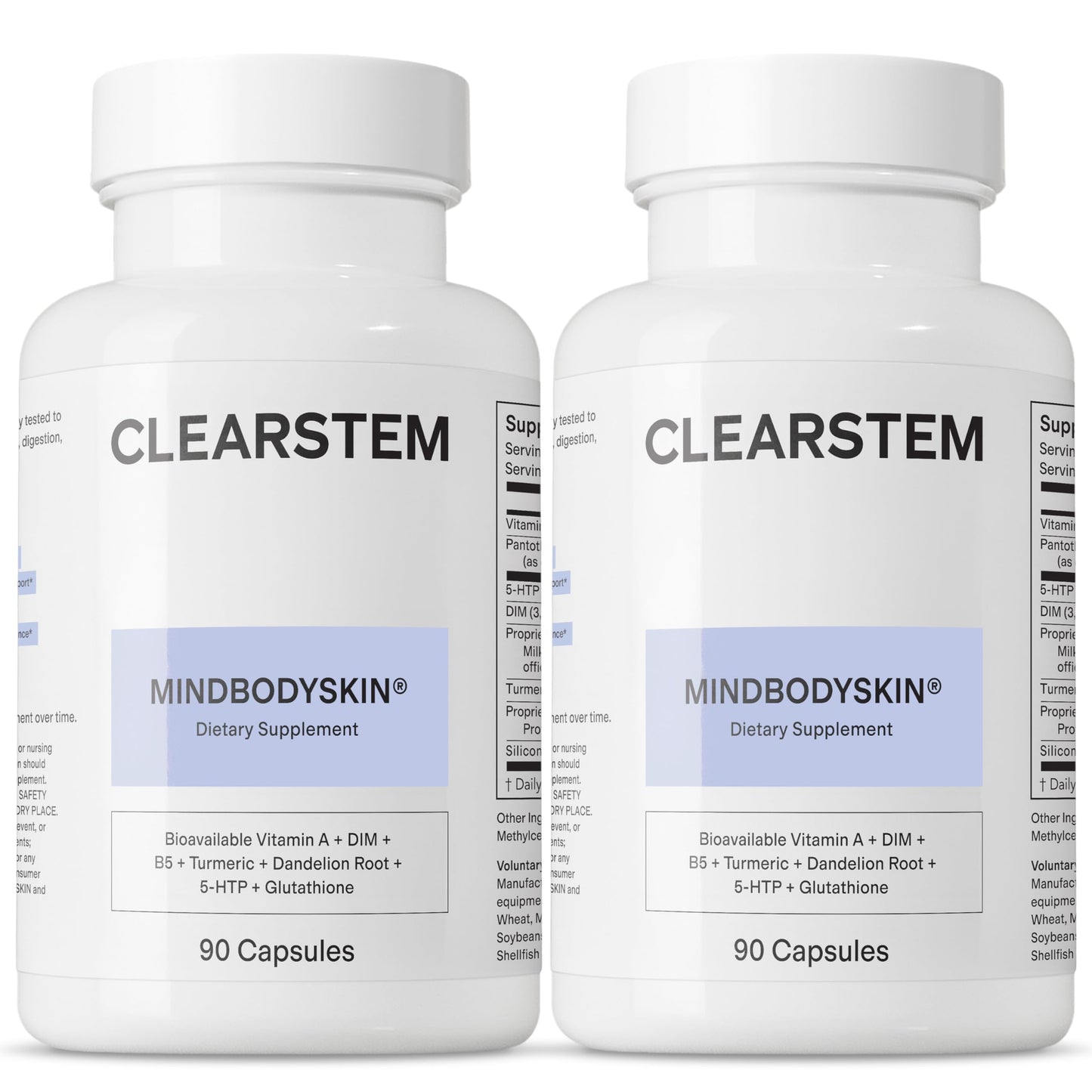 CLEARSTEM MINDBODYSKIN Hormonal Acne Supplement – DIM, Antioxidants, Gluten Free, 180 Capsules