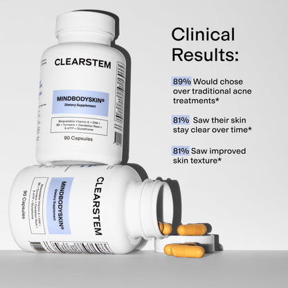 CLEARSTEM MINDBODYSKIN Hormonal Acne Supplement – DIM, Antioxidants, Gluten Free, 180 Capsules