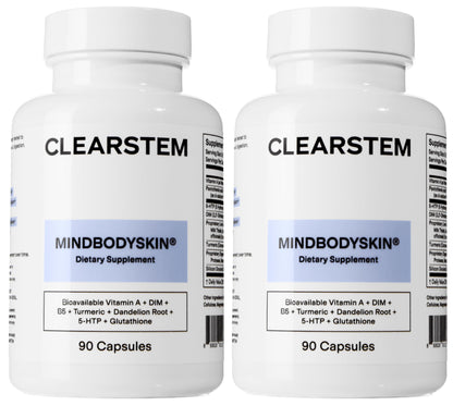 CLEARSTEM MINDBODYSKIN Hormonal Acne Supplement – DIM, Antioxidants, Gluten Free, 180 Capsules
