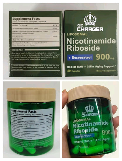 Cled Charger Liposomal NAD+ Booster – Liposomal NAD+ Supplement with Nicotinamide Riboside, Resveratrol, and NMN Alternative | 100 Capsules
