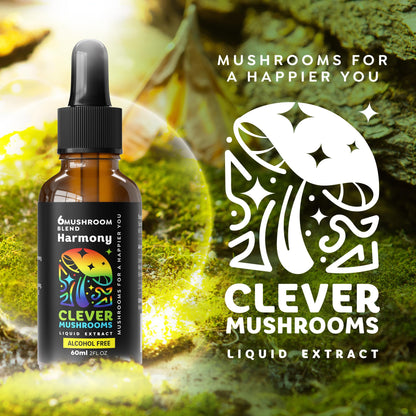 CLEVER MUSHROOMS 6 Blend Liquid Extract – Alcohol-Free, Immune Support & Cognitive Health