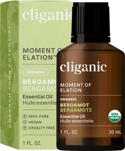 Cliganic Organic Bergamot Essential Oil – 100% Pure, Non-GMO Verified