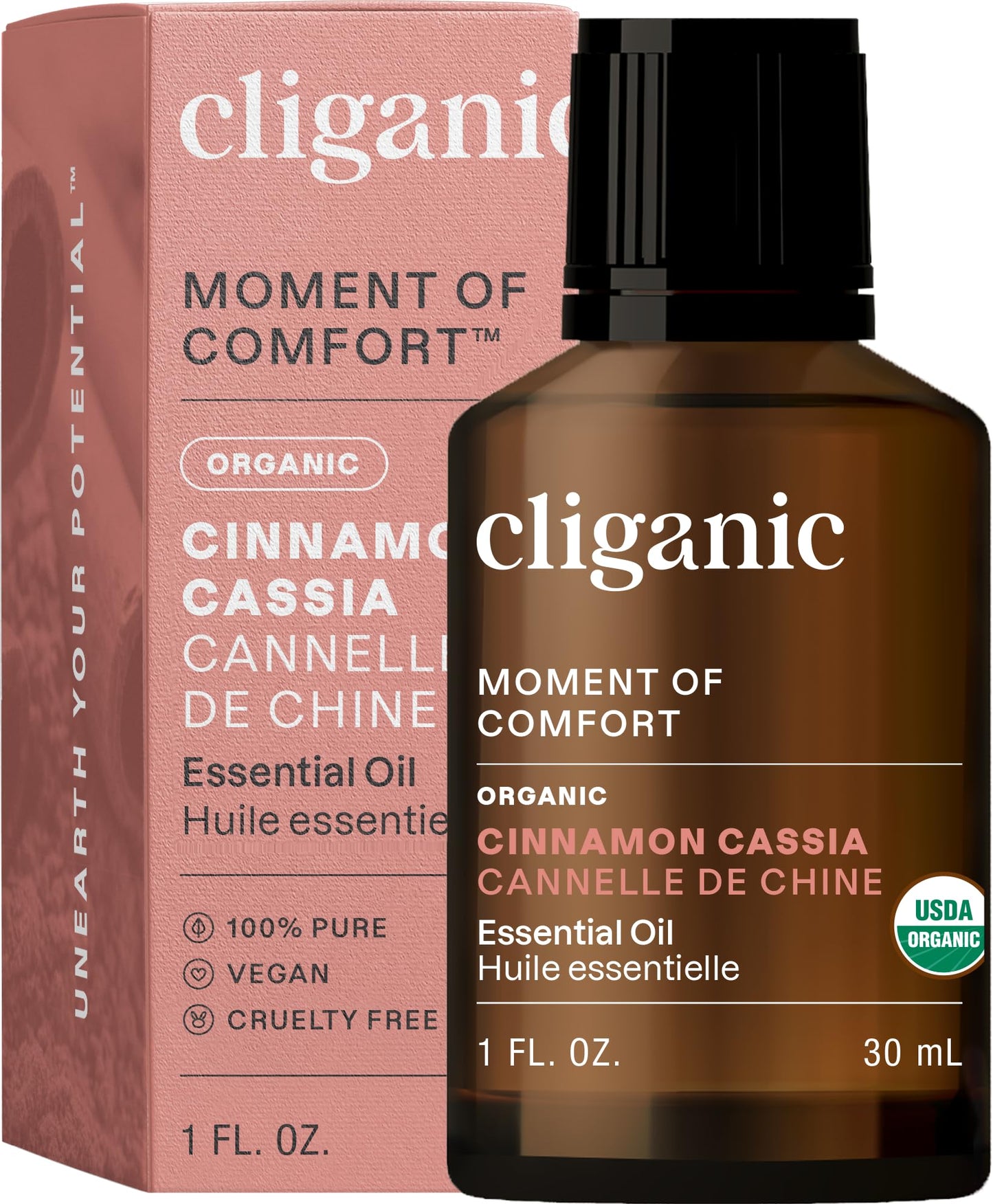 Cliganic Organic Cinnamon Cassia Essential Oil 1oz - USDA Organic, 100% Pure