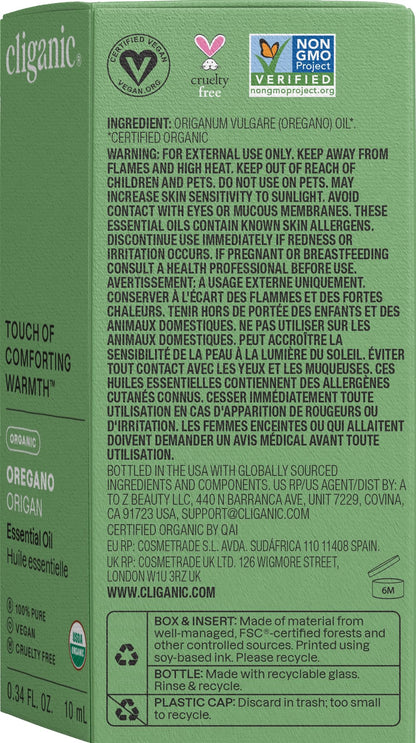 Cliganic Organic Oregano Essential Oil – 0.33 oz | 100% Pure
