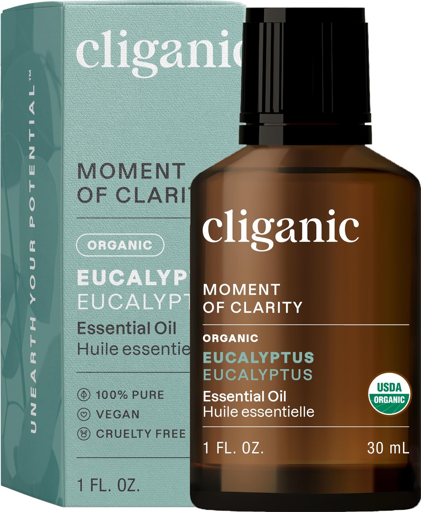 Cliganic Organic Eucalyptus Essential Oil – 100% Pure, Steam-Distilled, Non-GMO | USDA Organic Certified