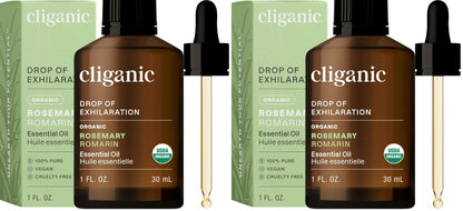 Cliganic Organic Rosemary Essential Oil for Hair, Skin, Aromatherapy - 100% Pure Natural Undiluted | Non-GMO Verified (Pack of 2)