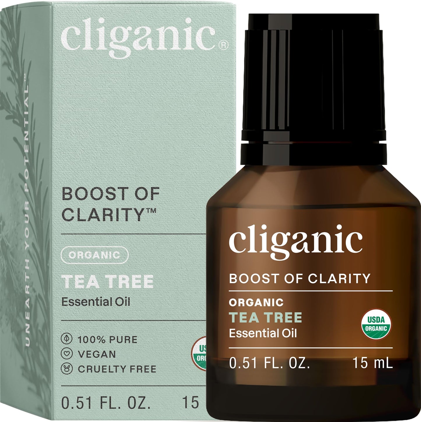 Cliganic Organic Tea Tree Essential Oil – 100% Pure, USDA Organic, Non-GMO, Vegan