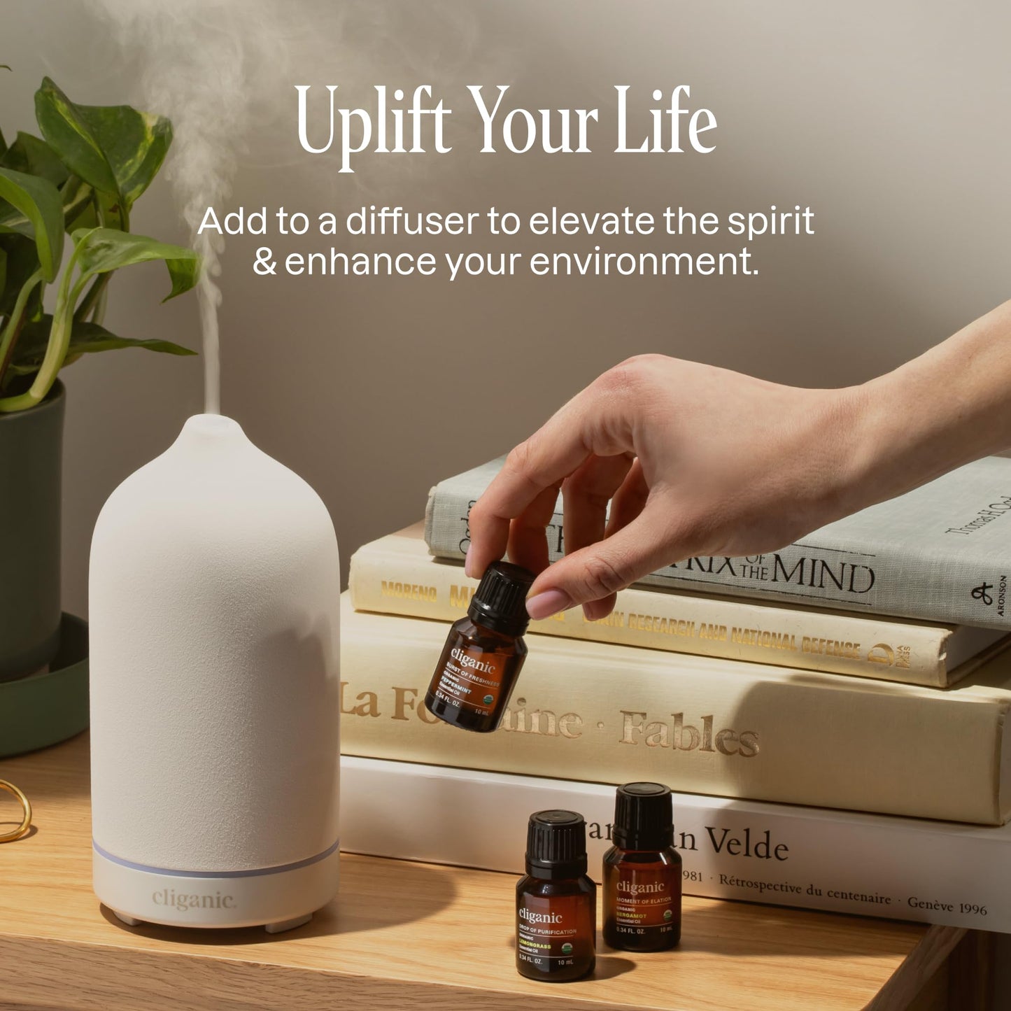Cliganic Organic Essential Oils Set (Top 5 Classics) – 100% Pure & USDA Organic | Peppermint, Lavender, Eucalyptus, Lemongrass & Orange