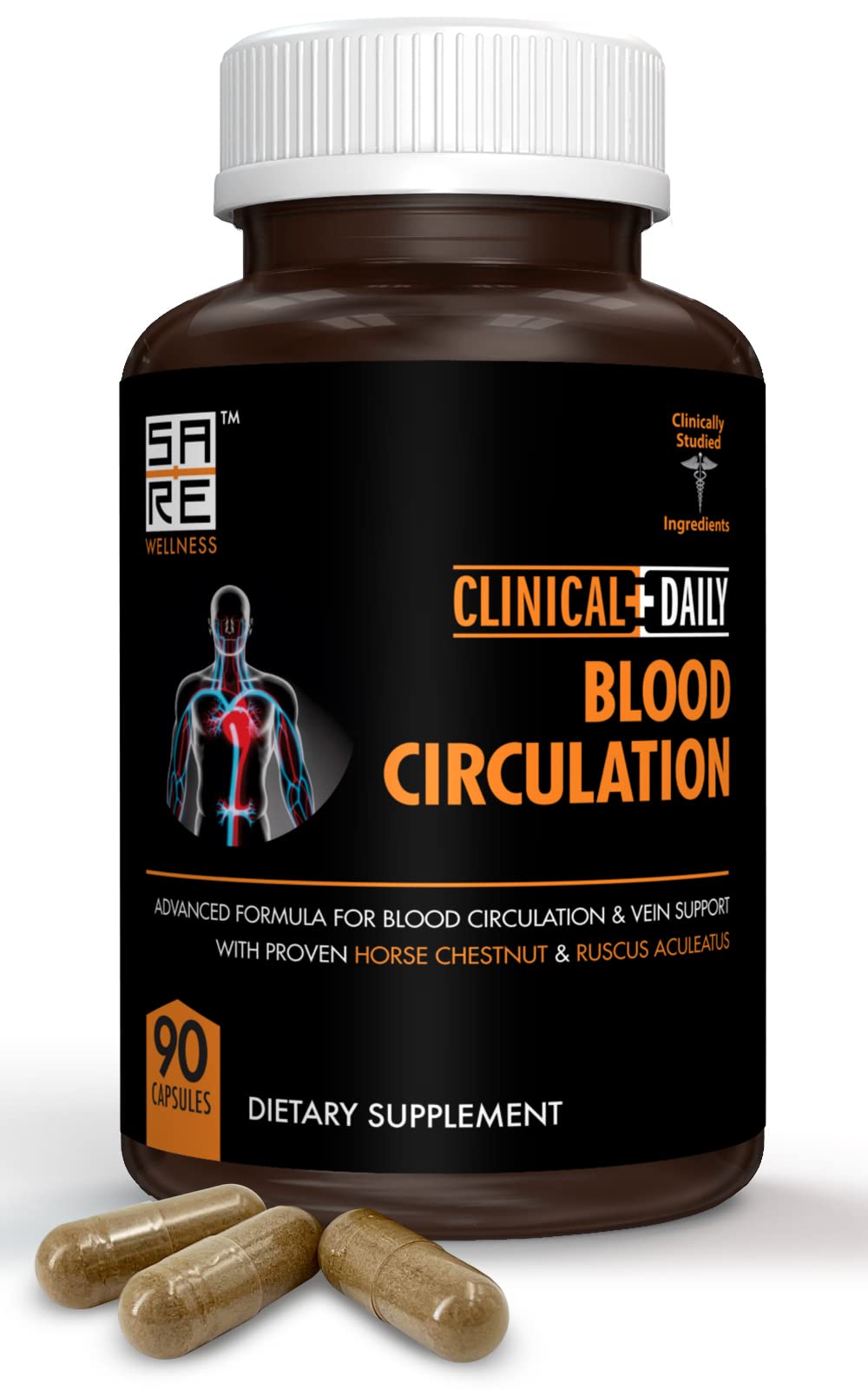 Blood Circulation Support - Butchers Broom, Horse Chestnut, Cayenne, Diosmin (90 Caps)