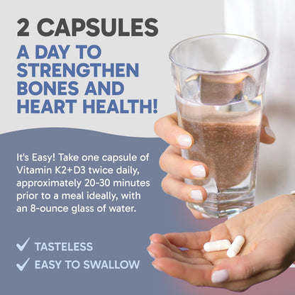 Clinical Effects Vitamin K2 + D3 60 Caps – Bone & Heart Health – USA Made