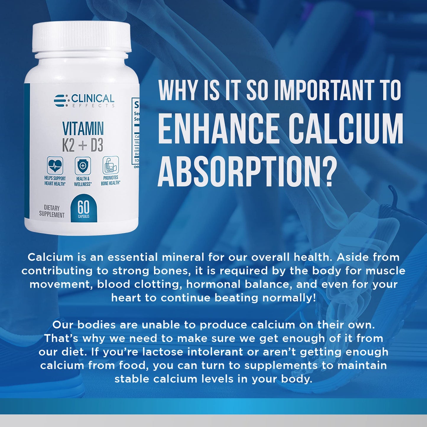 Clinical Effects Vitamin K2 + D3 | Max Absorption Bone & Heart Support | 3 Pack | Made in USA
