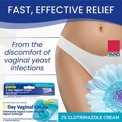 Clotrimazole 3-Day Vaginal Cream - 0.74 oz Tubes (Pack of 3) | Hygienic, Travel-Friendly