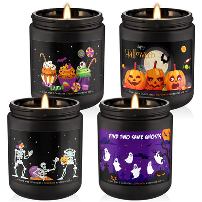 CLTNIKET Halloween Scented Candle Set - 4-Pack 7oz Soy Candles