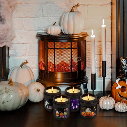 CLTNIKET Halloween Scented Candle Set - 4-Pack 7oz Soy Candles