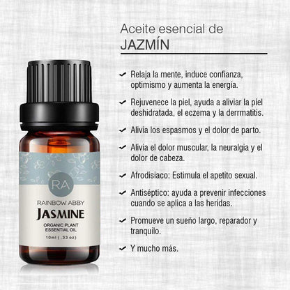 RAINBOW ABBY Jasmine Essential Oil – 100% Pure Organic Jasmine Oil for Diffuser, Skincare & Sleep (10ML)