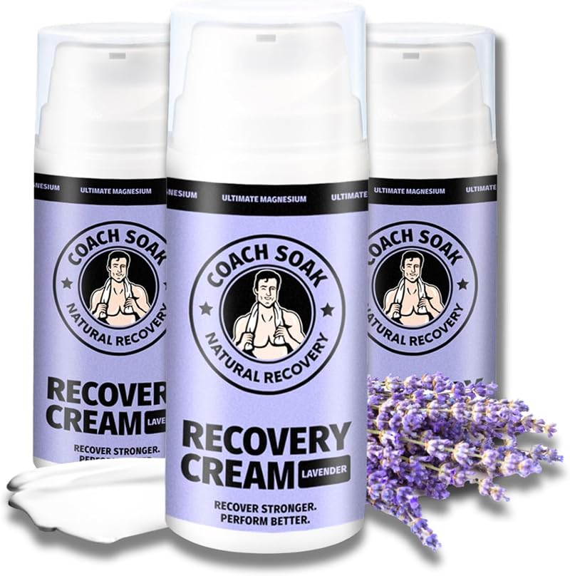 Coach Soak Topical Magnesium Lotion with MSM – Lavender, Menthol & Vitamin C (3 Pack, 10 oz)