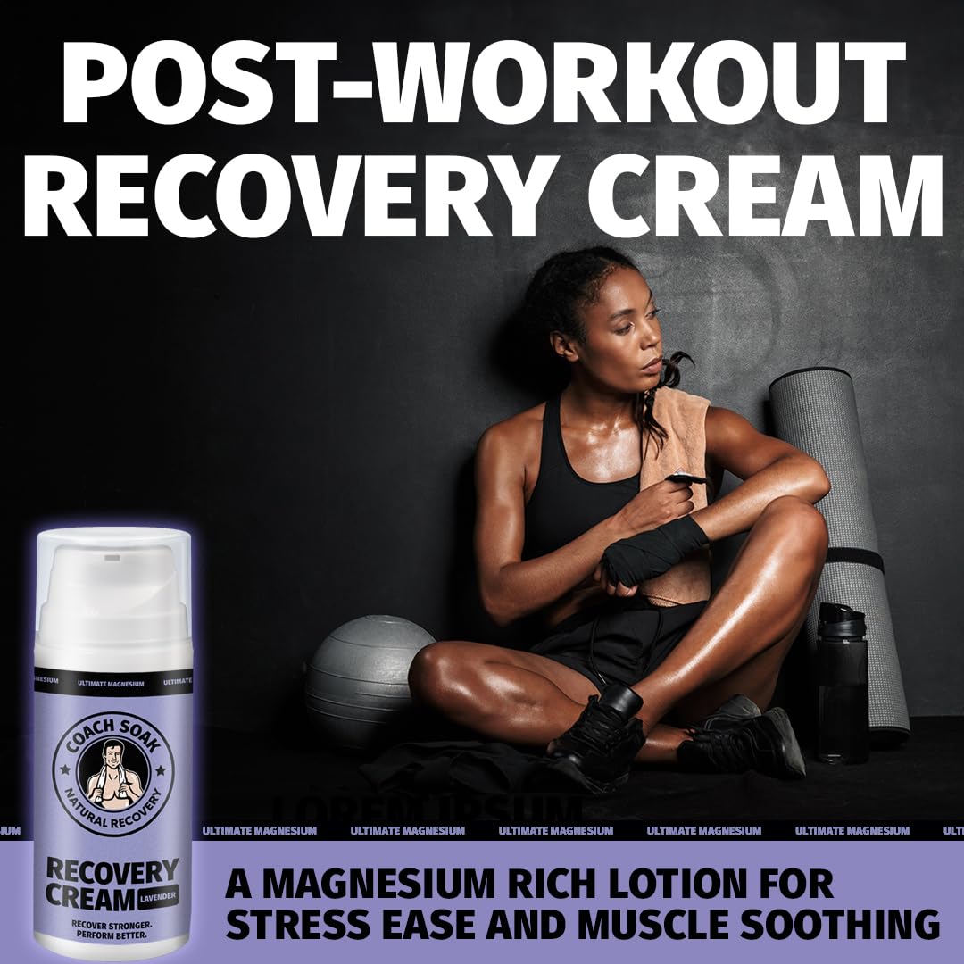 Coach Soak Magnesium Cream with MSM | Fast-Absorbing Lavender Recovery for Muscles & Joints (3.4oz)