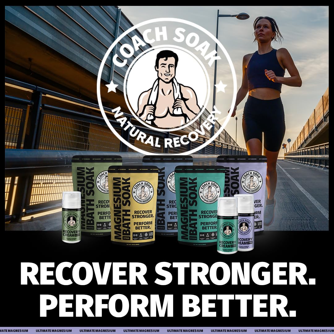 Coach Soak Magnesium Cream with MSM | Fast-Absorbing Lavender Recovery for Muscles & Joints (3.4oz)
