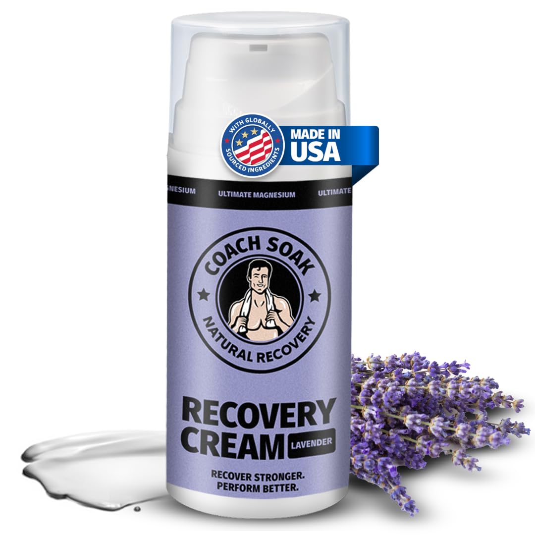 Coach Soak Magnesium Cream with MSM | Fast-Absorbing Lavender Recovery for Muscles & Joints (3.4oz)