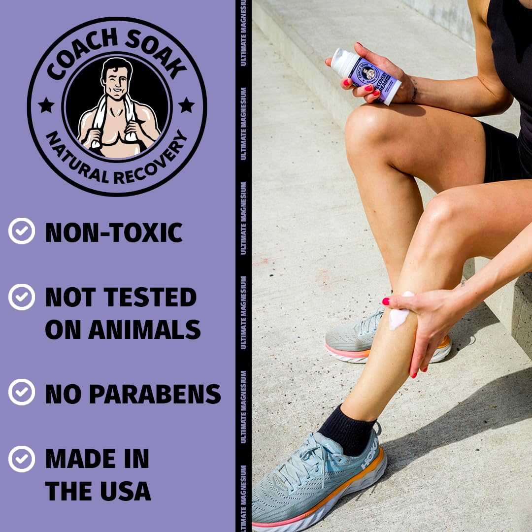 Coach Soak Magnesium Cream with MSM | Fast-Absorbing Lavender Recovery for Muscles & Joints (3.4oz)