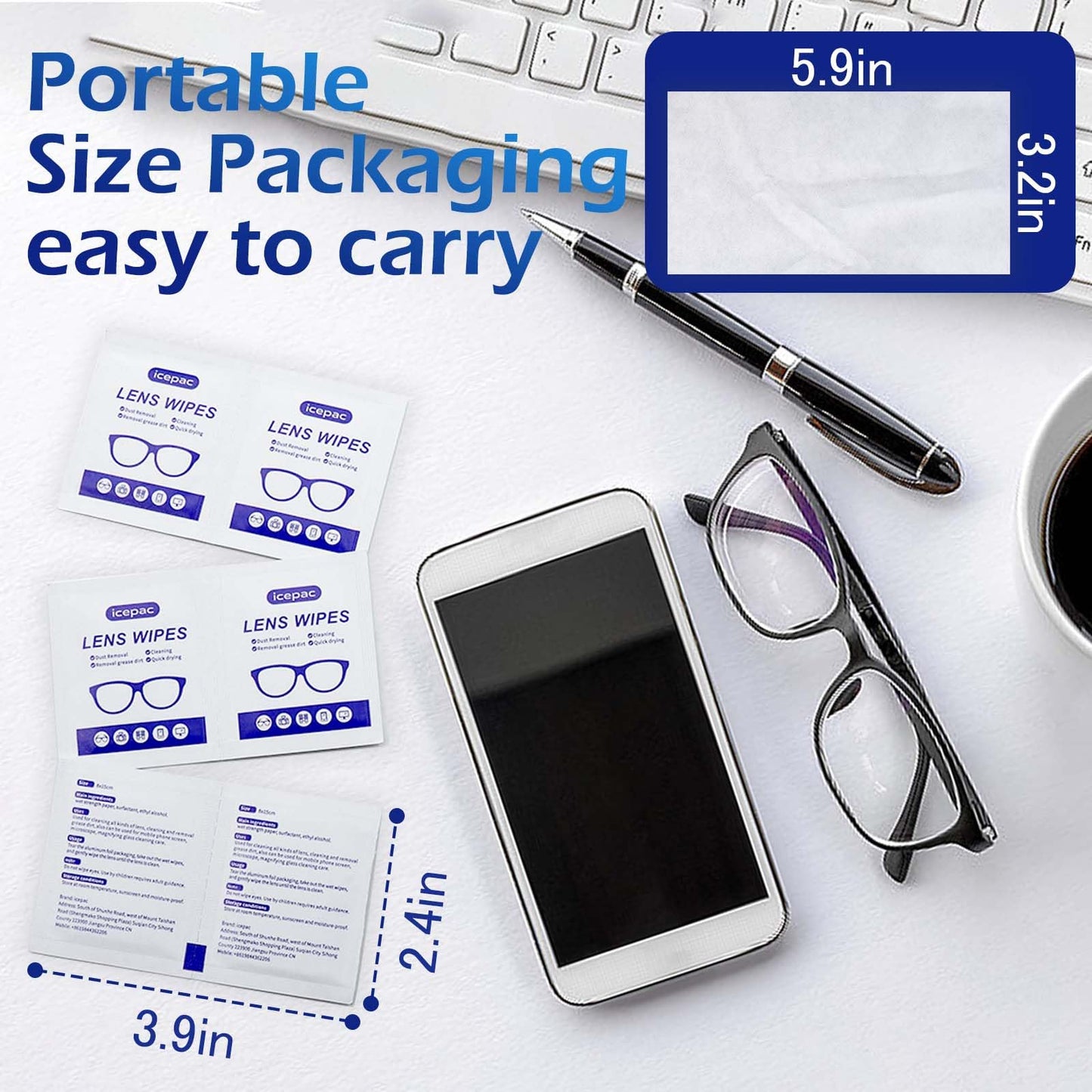 220-Count Lens Cleaning Wipes for Eyeglasses & Screens – Alcohol-Free