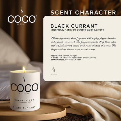 COCO by Stone 6.5oz Candle – Coconut Apricot Wax, Black Currant, Clean Burn, Hand-Poured, Vegan & Cruelty-Free