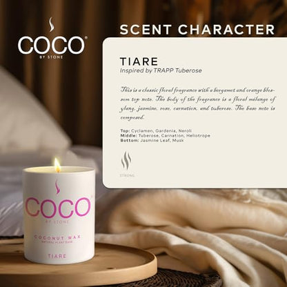 COCO by Stone 11oz Candle – Coconut Apricot Wax, Tiare Scent, Vegan & Clean Burning