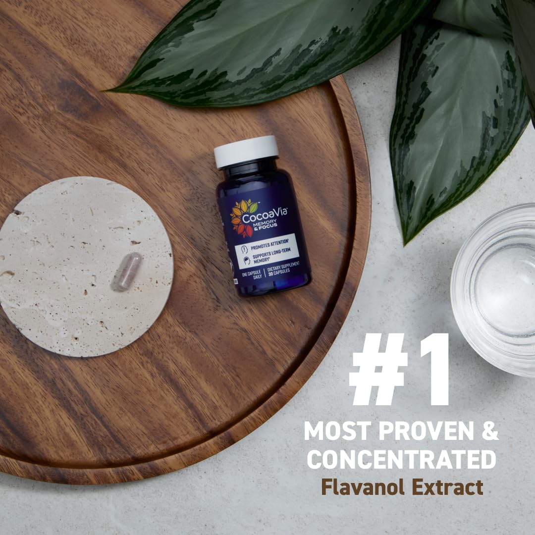 CocoaVia Memory & Focus Brain Supplement – 90 Day Cocoa Flavanol Blend with Lutein & Caffeine