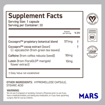 CocoaVia Memory & Focus Brain Supplement – 90 Day Cocoa Flavanol Blend with Lutein & Caffeine